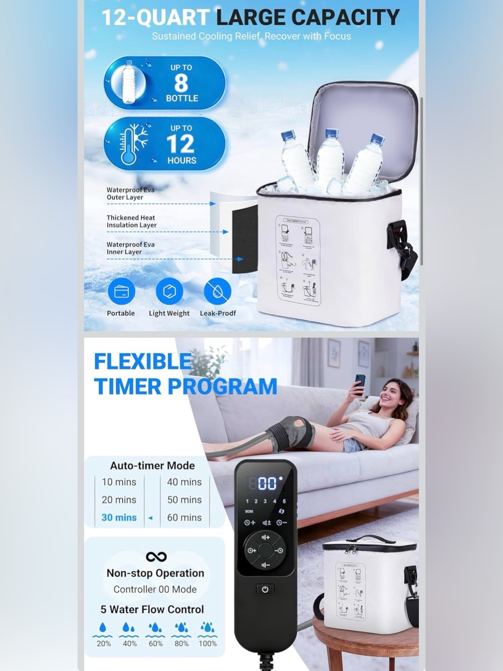 New in ๐ฆ fiveoffo portable ice machine therapy for knee after surgery - Picture 4 of 7